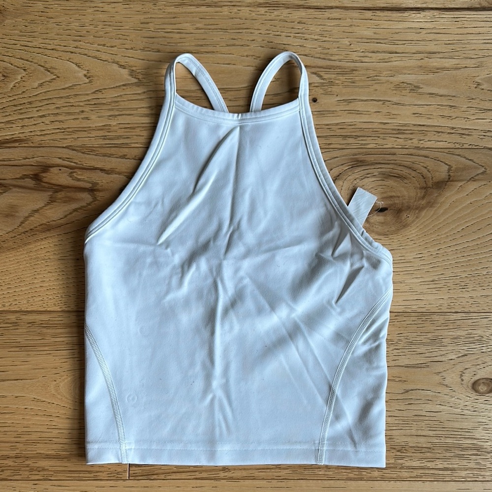 Lululemon Athletica White Fitted Crop Tank Top
